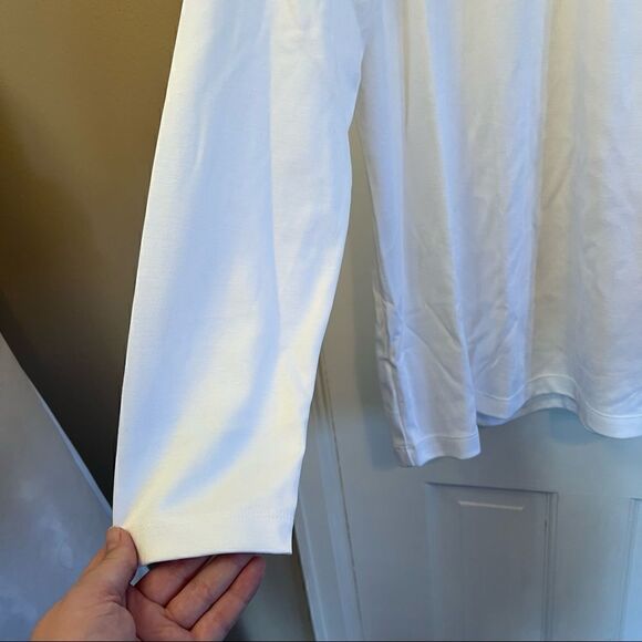 WHITE L.L.Bean Women's Pima Cotton Tee, Long-Sleeve Cowlneck - Picture 7 of 8